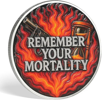 AtSKnSK Memento Mori Coin Momento Mori Coin Skull Coin Stoic Gifts Memento Mori Calendar Living Memento Mori Amor Fati Coin (Musketeer Skull)