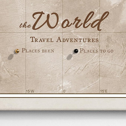 Canvas World Map with Cork Pin Board - English Lettering - Decorative Wall Decoration for All Rooms - Canvas Pictures with World Map Motif (90x60 cm, Pattern 17)