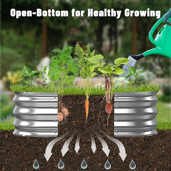 Raised Garden Bed, 3×3×1ft Galvanized Steel Planter Boxes, Heavy Duty Outdoor Raised Garden Bed Planter Kit for Gardening, Rustproof Large Garden Beds for Vegetables, Fruits, Flower Grow