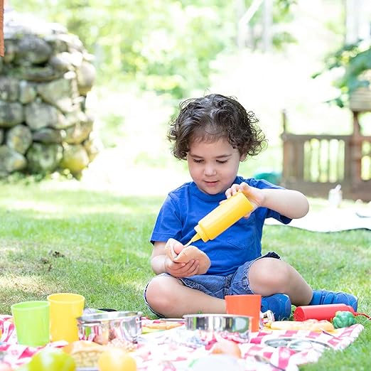 Melissa & Doug 6-Piece Condiments, Play Food Set with Kids Play Kitchen Accessories, Preschool Learning Toys for Girls & Boys 3+