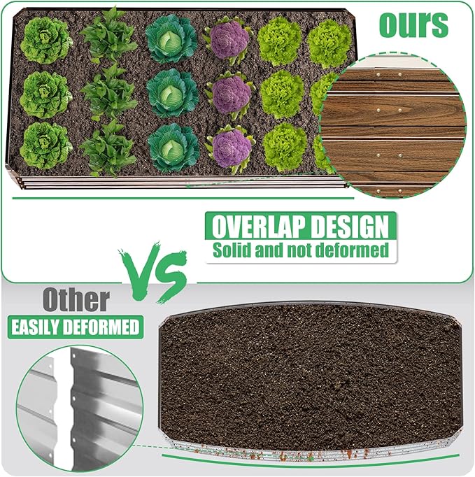 SnugNiture Galvanized Raised Garden Bed 8x4x1FT Outdoor Large Metal Planter Box Steel Kit for Planting Vegetables, Flowers