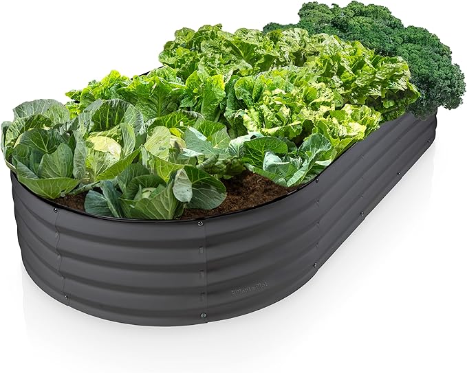 Galvanized Raised Garden Beds Outdoor // 6×3×1 ft Planter Raised Beds for Gardening, Vegetables, Flowers // Large Metal Garden Box // Patented Tool-Free Design (Dark Gray)