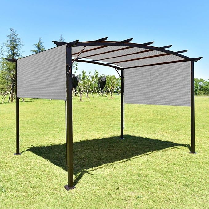 Eden's Decor Straight Flat-Edged Sun Shade Sail Rectangular 8' x 11' Grey UV-Blocking Outdoor Canopy Fabric Cloth Awning for Pergola Patio Garden Backyard Custom Size
