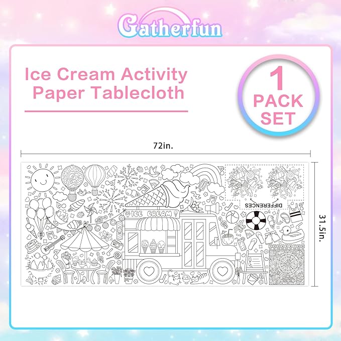 Giant Coloring Poster for Classroom Wall - Versatile 31.5 x 72 Inches SUMMER Activity Poster/Table Cover, School Parties, SUMMER Birthday Party and Special Events Decoration