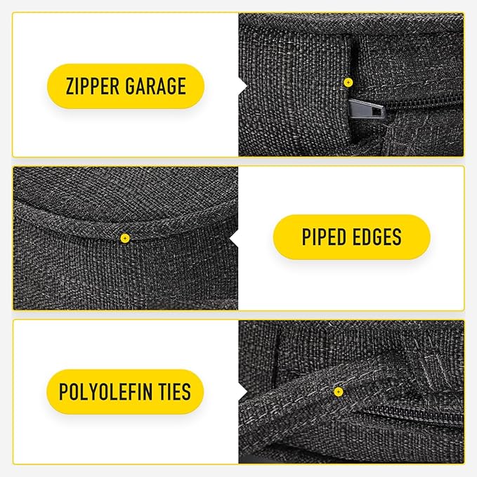 SUNROX Gel Memory Foam Chair Cushions, FadeShield Water-, Stain-Resistant Durable Reversible Seat Cushion Pads with Ties for Indoor/Outdoor Kitchen Dining Office, 19"x19", Set of 2, Midnight