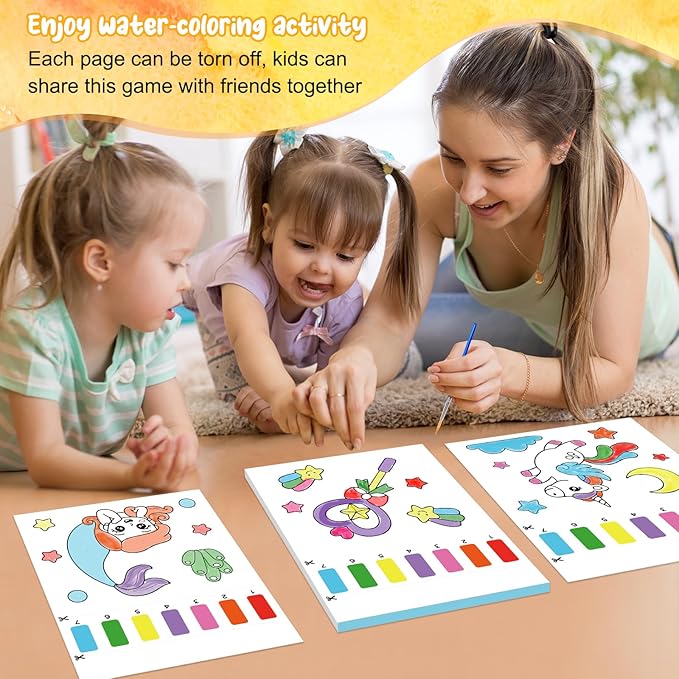 Paint with Water Coloring Books for Kids,Princess Art Craft Kit No Mess Water Color Painting Sets for Kids Ages 4-8,Birthday Gifts Travel Toy Crafts Supplies Kits for Girls Boys Drawing with 2 Brushes