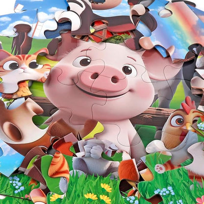 Jumbo Floor Puzzle for Kids,48 Pieces Farm Animals Puzzles for Toddlers 3-5,Large Barn Jigsaw Puzzles,Preschool Educational Animal Toys Gift for Boys & Girls Ages 4-8