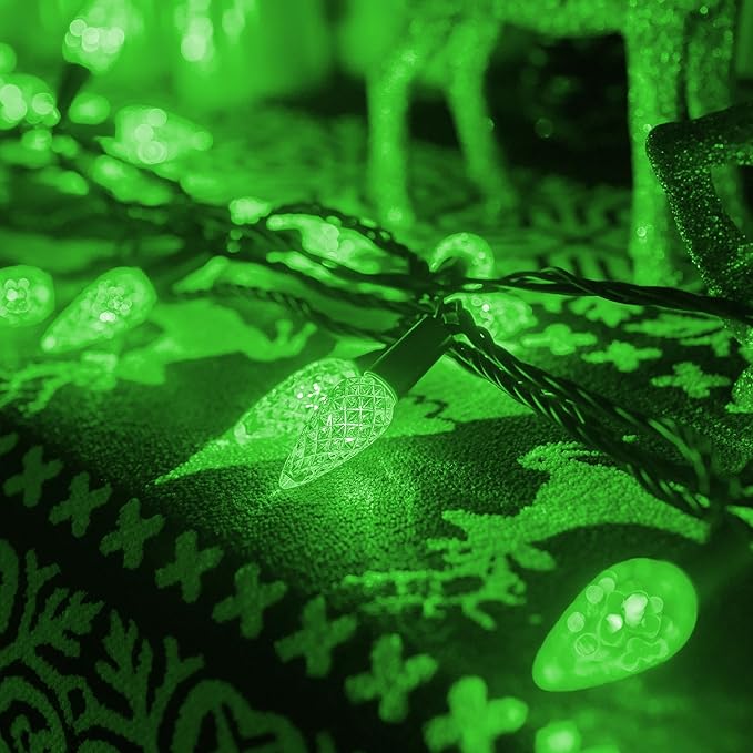 Dazzle Bright C6 Christmas String Lights, 200 LED 66 FT Waterproof Connectable String Lights with Timer, 8 Modes Christmas Lights for Indoor Outdoor Home Garden Yard Xmas Tree Decoration (Green)