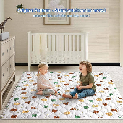 Premium Foam Baby Play Mat for Floor 79" X 71", Extra Large Soft Thicker Activity Playmats for Babies, Toddlers, Infants, Play & Tummy Time, Foldable & Machine Washable Baby Crawling Mat