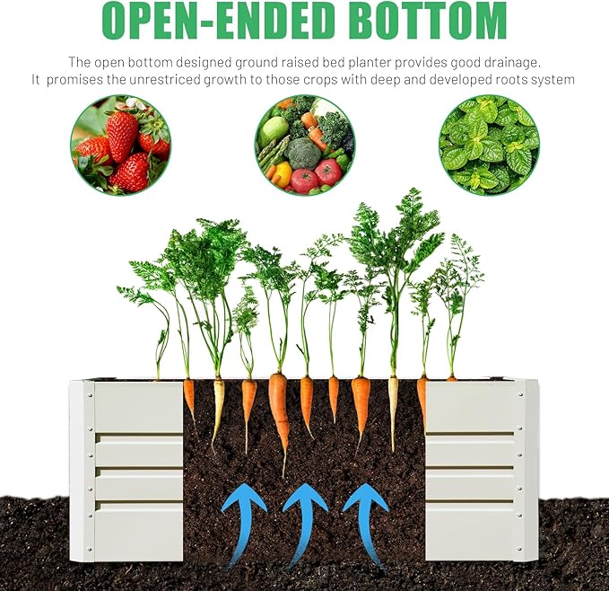 SnugNiture 2 Pcs 4x2x2FT Raised Garden Bed Galvanized Planter Garden Boxes Outdoor, Deep Root Planter Raised Bed for Vegetables Flowers Herbs,Beige White