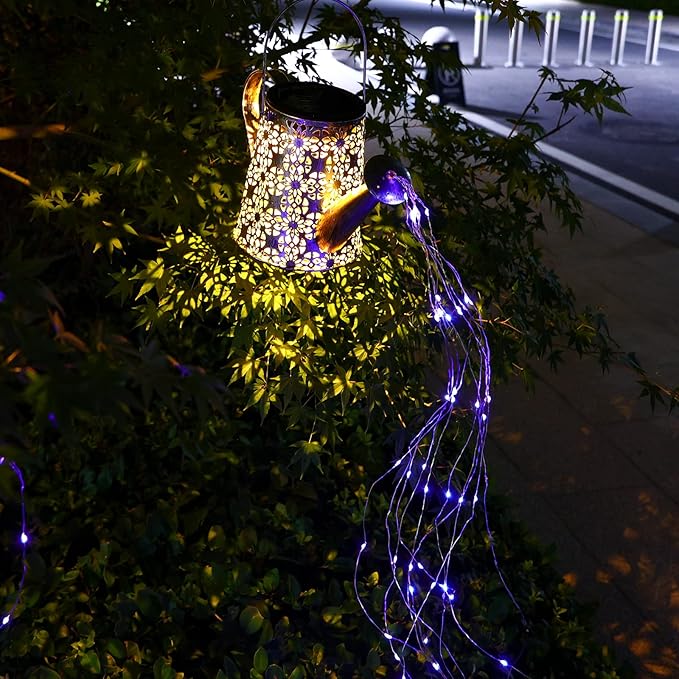 VOOKRY Solar Watering Can Lights, Large Hanging Solar Lights Outdoor Waterproof Garden Decor for Yard Porch Lawn Patio Outside Gardening Gifts for Mom Grandma Women Birthday(Purple)