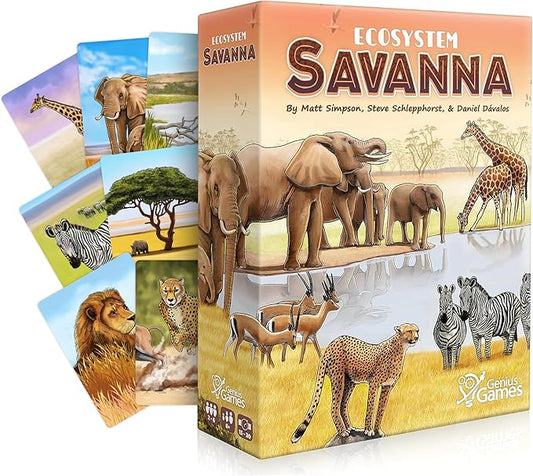 Ecosystem: Savanna - A Family Card Game About Animals on Grassy Woodland of African Savanna - Fun & Educational Ecology Game for Kids & Adults - Strategy Board Game for Gamers, Students & Teachers