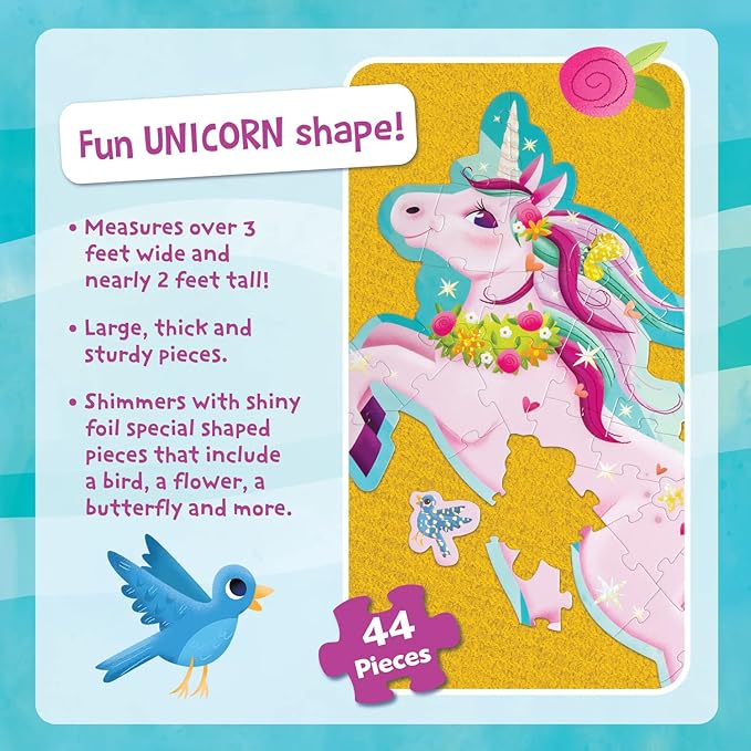 PEACEABLE KINGDOM Shimmery Unicorn Floor Puzzle, 1 EA
