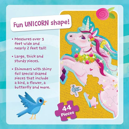 PEACEABLE KINGDOM Shimmery Unicorn Floor Puzzle, 1 EA