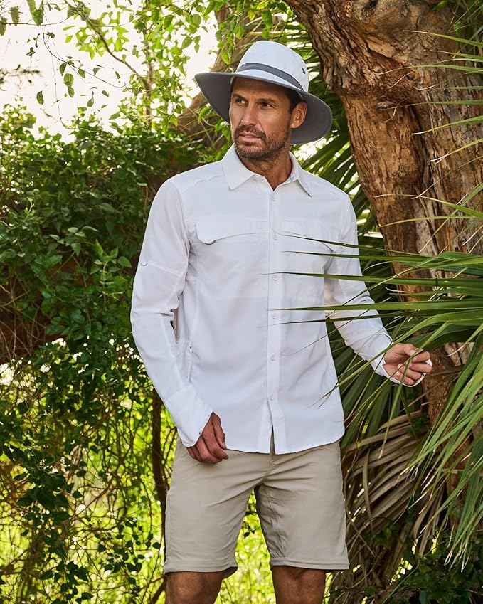 Men's Shapeable Wide Brim Hat - UPF 50 Sun Protection - Maximum Coverage on Your Next Adventure - Sun Fearless Leo Hat