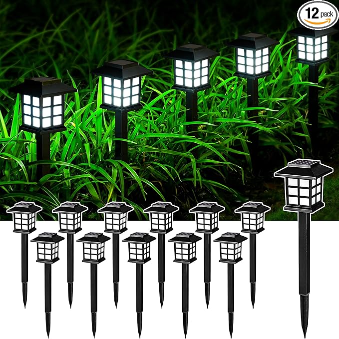 SOLPEX Solar Outdoor Lights,12 Pack Solar Path Lights, Solar Walkway Lights Outdoor, Solar Garden Lights, Solar Pathway Lights Outdoor Waterproof for Garden, Yard, Landscape and Driveway(Cold White)