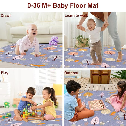 Washable Baby Play Mat Portable Playmat for Babies 63x43”, Foldable Toddler Playpen Non-Slip Baby Tummy Time Mat, Soft Floor Play Mats for Infants Extra Large Crawling