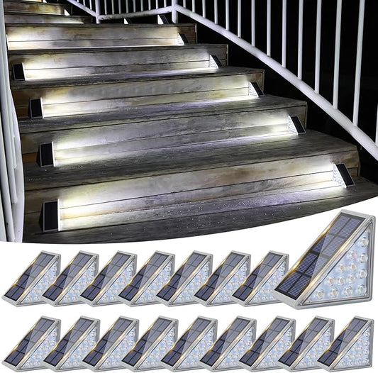 VOLISUN Solar Stair Lights 16 Pack, Solar Step Lights Waterproof IP67, Outdoor Step Light with 13 LEDs, Outdoor Lighting Decor for Yard Stair, Patio, Front Step, Front Porch and Deck(Cool White)