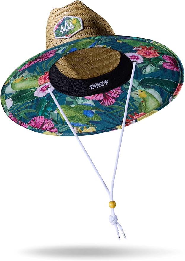 Straw Hat for Men & Women | Lifeguard Hat, Beach Hat & Sun Hat | UPF 50+ Wide Brim for Sun Protection | One Size | Hemlock