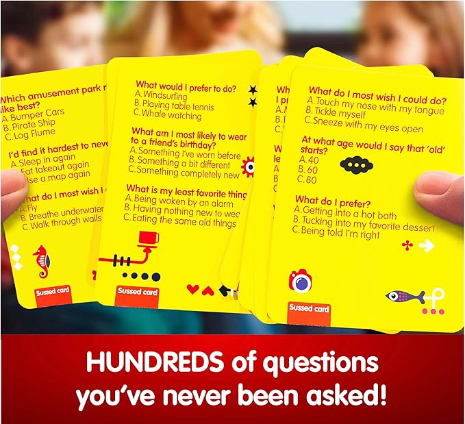 SUSSED The Wacky ‘What Would You Do?’ Card Game - Social Fun for Kids - Easy Travel Game, Family Activity - Ages 6+ - Yellow Pack