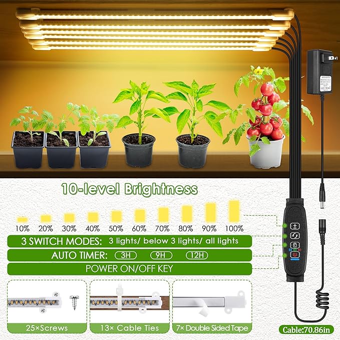 Plant Stand with Grow Lights Indoor, 11 Tiers Shape Plant Shelf with Light Full Spectrum Led Grow Light, Timer Function and Brightness Adjustment, Wood Plant Stand Indoor for Corner Living Room