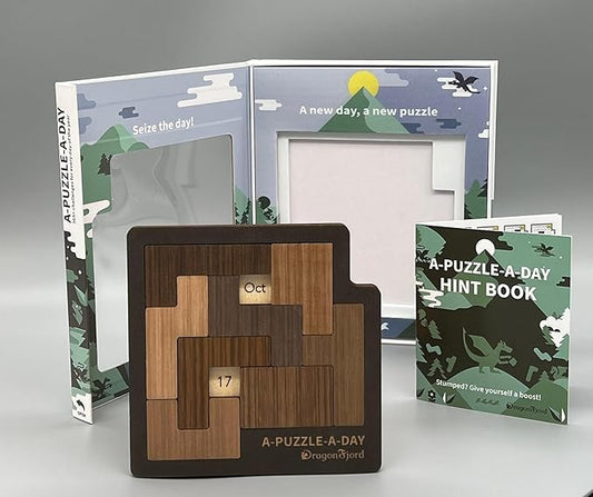 A-Puzzle-A-Day Premium Boxed Edition: The Original Calendar Puzzle with 365+ Challenges for Every Day of The Year, by DragonFjord, with Magnetic Storage Box and Hint Book.
