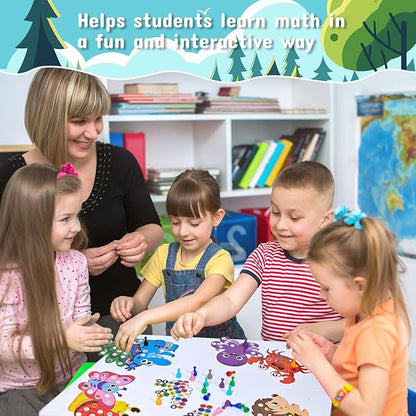 Cinrobiye Numbers Matching & Counting Game Montessori Educational Learning Manipulative Animal Number Counting & Color Sorting Board Sets for Preschool Math Classroom Fine Motor Must Haves