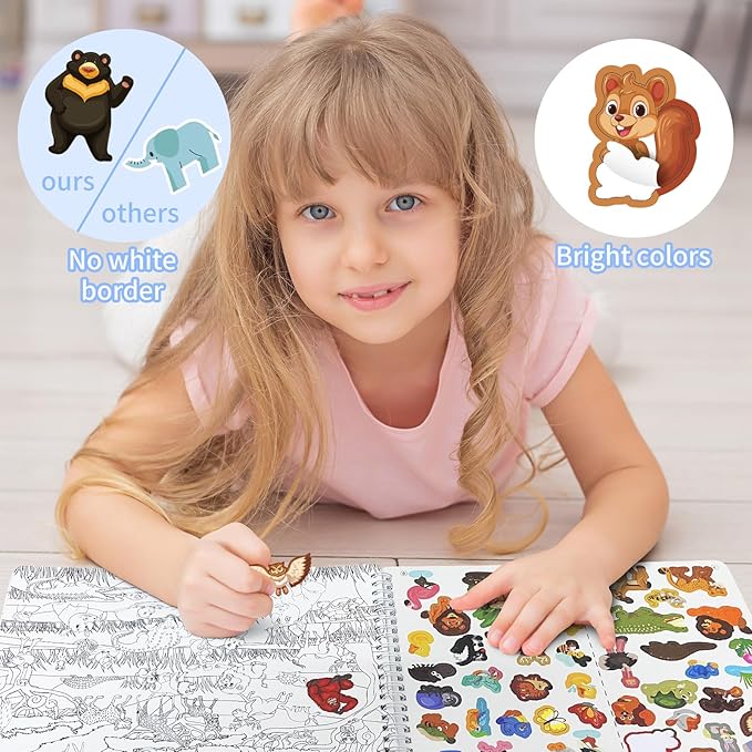 Find The Animal Sticker Book, Sticker Book for Kids, Include 20 Theme, Over 400 Animal Stickers for Kids, Toddler Educational Toys