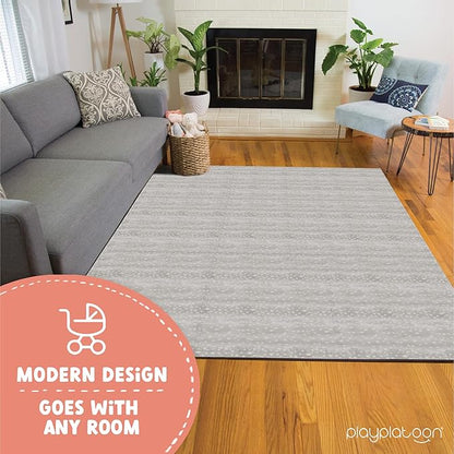 Play Platoon Large Kids Mats for Floors, 9 Tile 72 x 72 inch, Non-Toxic with Extra-Thick Interlocking Tiles, 24 x 24 in. Puzzle Mat Pieces with Border, Neutral Playmat Rug for Toddlers & Children