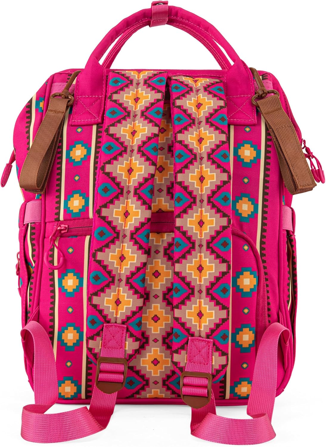 Wrangler Aztec Backpack Organized Daypack Travel Baby Bag with Stroller Strap and Side Bottle Pockets