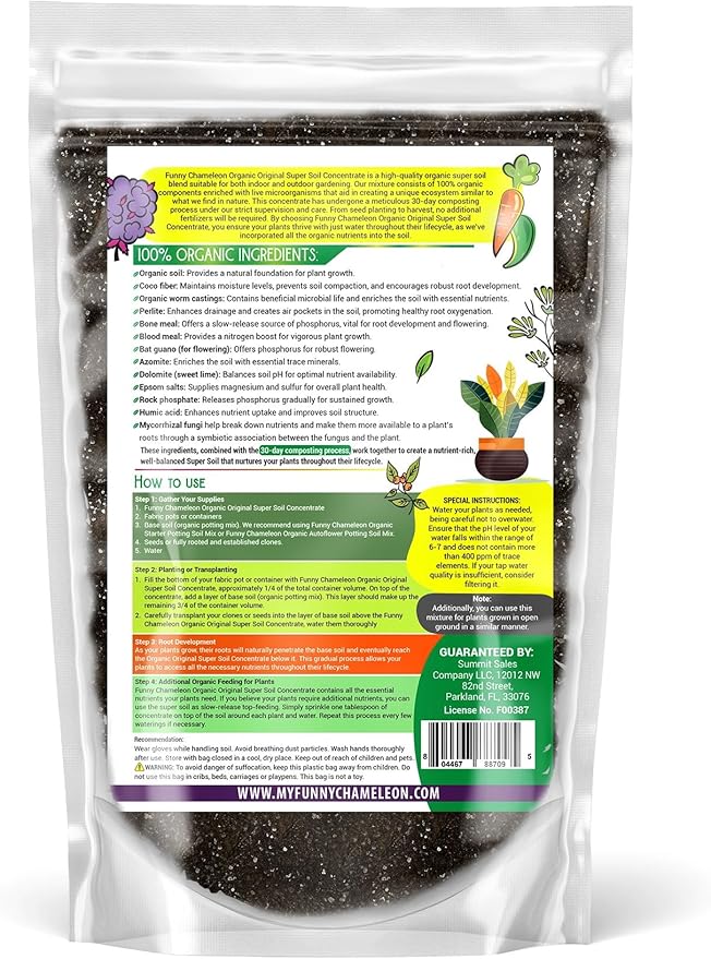 Organic Original Super Soil Concentrate with Mycorrhizae – Living Soil Boosts Roots & Buds for Seeds & Clones - Indoor & Outdoor Growing - Mix 1:4 with Topsoil Potting Soil(4 quarts)
