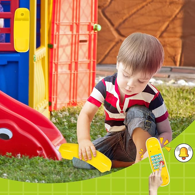 RedSwing Playground Accessories for Kids, Outdoor Playground Attachments with 2 Pirate Ship Wheel, Toy Telescope, Telephone and Safety Handles (Yellow and Green)