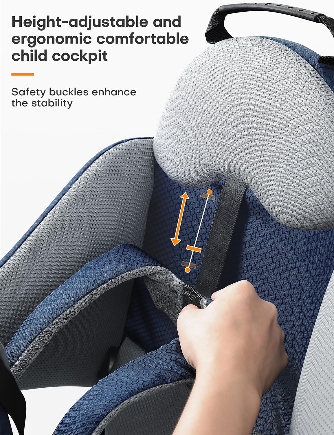 besrey Baby Backpack Carrier, Toddler Hiking Backpack with Safety 3-Height Seat, Adjustable Straps&Waist Belt, Foldable Frame Lightweight Large Capacity Child Carrier for Hiking (Blue/Grey)