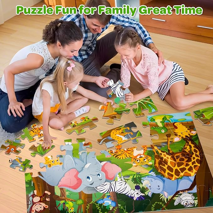 Animals Floor Puzzle for Kids - 48 Pieces Large Animals Jigsaw Puzzles for Kids 3-5 Year Old, Toddler Learning Preschool Educational Toys 12 Month+, Perfect Birthday Christmas Gifts for Boys Girls