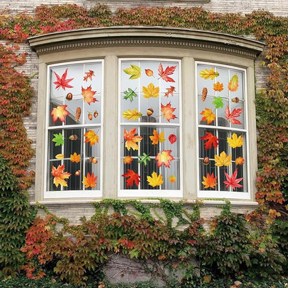 6 Sheets Thanksgiving Window Clings Stickers Maple Leaves Decoration Designs Thanksgiving Day Autumn Window Clings Fall Leaves Window Stickers Party Home Office Shop Decorations Supplies