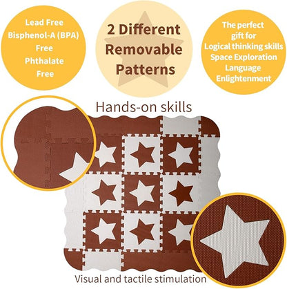 Coolcandy Baby Play Mat, 25Pcs Interlocking Puzzle Floor Mat, with Safety Fence - 0.4" Thick Non-Toxic EVA Foam Play Mat, for Infants & Toddlers 3-36 Months, Soft Puzzle Tiles for Play Areas