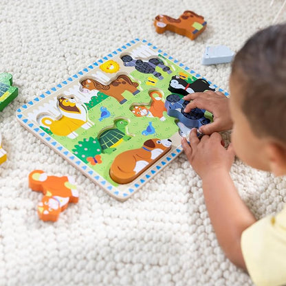 Melissa & Doug Pets Wooden Chunky Puzzle (8 pcs), Educational Screen Free Activity for Toddler, Preschoolers and Kids Ages 2+