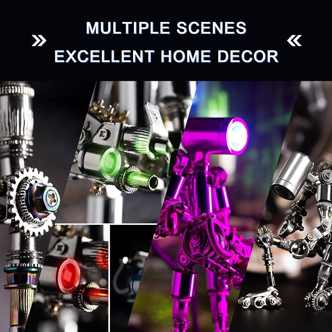 Mostarle Terminator M 3D Metal Puzzle, Arcynix DIY Mechanical Robot Model Kit, Sci-Fi Design LED Light Feature Unique Gift for Adults & Teenager (Orange)