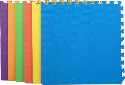 FlooringInc's Rainbow & Natural Harmony Playmat - Kid Safe Foam Floor Tiles with Removable Edges - 2'x2', 1/2" Thick (Rainbow, 24 Tile Pack)