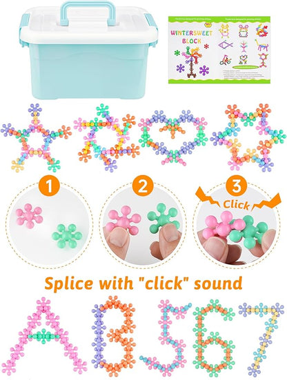 600PCS Interlocking Snowflake Building Block Toy (Macaron Colors)