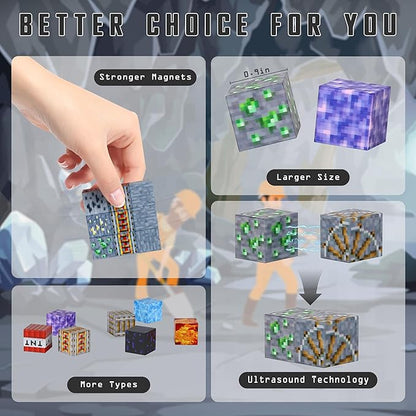 Magnetic Blocks 100PCS - STEM Building Toys for Kids Ages 3+, Sensory Montessori Educational Construction Cubes - Christmas Birthday Gifts for Toddler Boys & Girls (Mine)