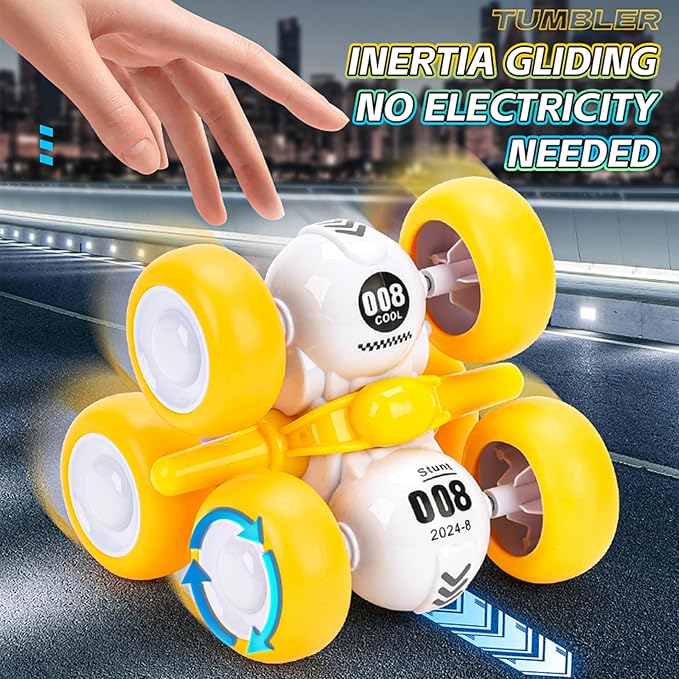 6 Rounds Inertia 360° Rotating Stunt Car Toys 3-6 Year Old Kids Pull Back Truck for Toddler Boys for Ages 3 4 5 6,Push and Go Vehicle for Kids 3-5 Year Old Christmas Birthday Present(Red)