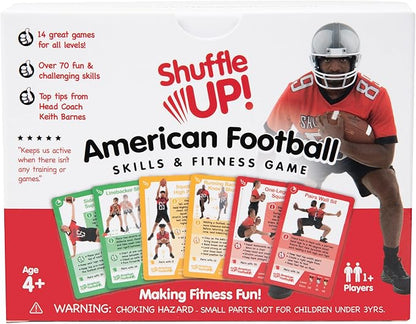 Shuffle Up American Football Card Game – Kids Outdoor Garden Games with 70+ Fun & Active Fitness Workout Cards, American Football Gifts for Boys & Girls, Fun Family Games