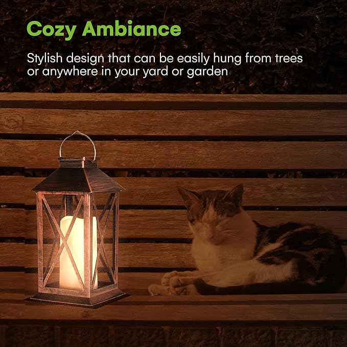 SteadyDoggie - Solar Lantern Waterproof - Decorative X Pattern Hanging Patio Lights or Table Lamp - Illuminated No Cords Jar Lantern - Colorful Light Pathway Lantern for Garden, Porch, and Backyard