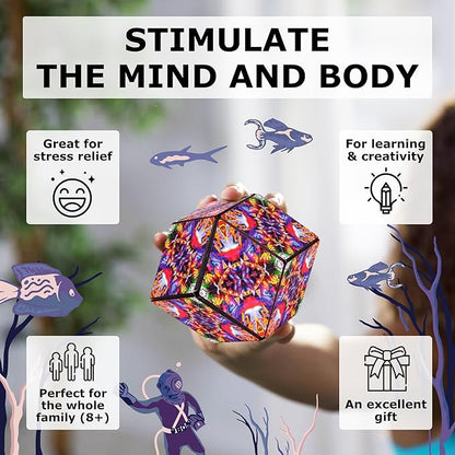 SHASHIBO Shape Shifting Box - Award-Winning Fidget Toy w/ 36 Rare Earth Magnets - Fidget Cube Transforms Into Over 70 Shapes, Sensory Toy Gift for Kids, Teens, and Adults (Dryer Portal)