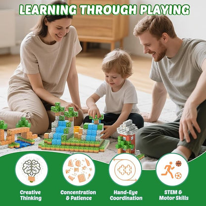Magnetic Blocks - 157PCS Magnetic Building Blocks Set, 1 Inch Magnet Cubes Build Mine Forest World Stacking Toy for Kids, STEM Sensory Construction Toys, Christmas Birthday Gifts for Boys Girls Age 3+