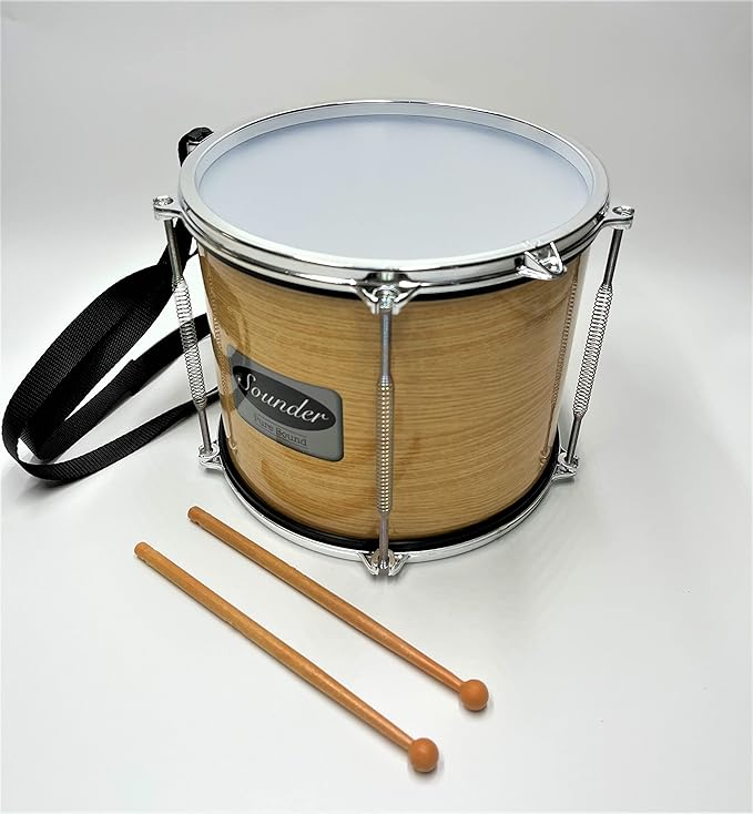 Tap-Along Sounder Timbal Drum with Double Sided Batter Head Toy Tambourine Drum for Kids, Musical Instrument for Children 12 Months and Up Realistic Look with 2 Drum Sticks 10X10X8