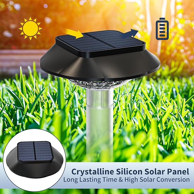 Solar Pathway Lights Outdoor 8 Pack, [6 Light Modes Cool White/Warm/ 3 Fixed Color/RGB Changing] LED Solar Lights Outdoor Waterproof IP65, Solar Garden Lights for Walkway Yard Backyard Lawn Landscape