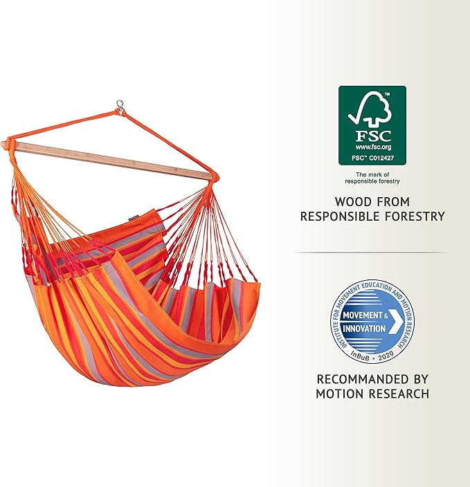 LA SIESTA® - XL King Domingo Hammock Swing Chair - Weather & Tear Resistant Hanging Hammock Chair - Indoor Outdoor Hammock Chair Swing - Hanging Chair for Patio Porch Bedroom - Max 355 Lbs, Toucan