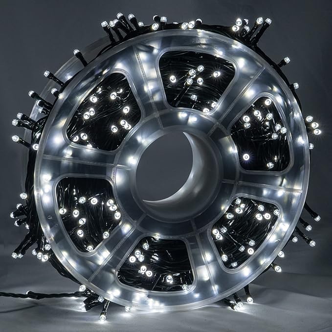 FUNPENY 164FT 500 LED Christmas Indoor Outdoor Decorative String Lights, 8 Modes Waterproof Plug in Green Wire LED Fairy Light for Christmas Party Wedding Garden Home Decoration (White)